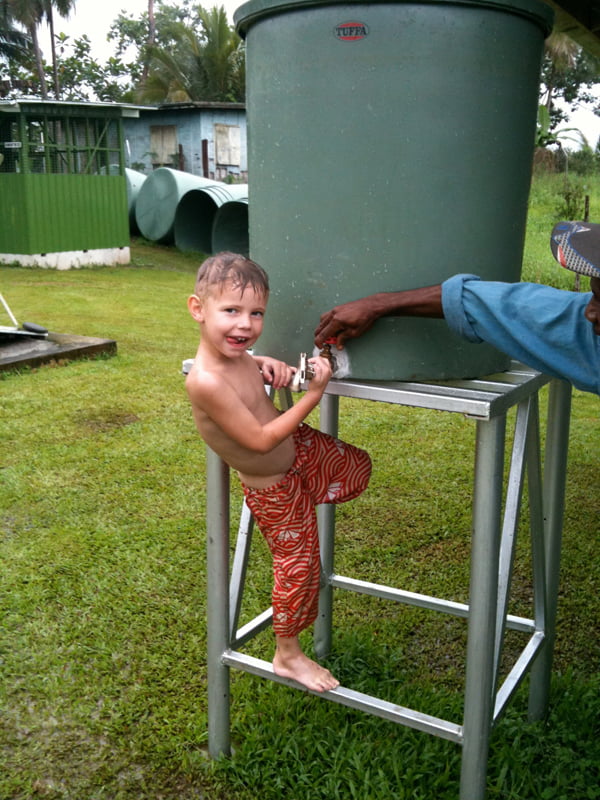Tadji at a water tank